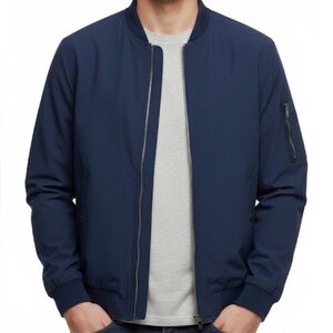 OUTDOOR JACKET Full Zip Ribbed Collar Jacket, Men’s Size M, Blue